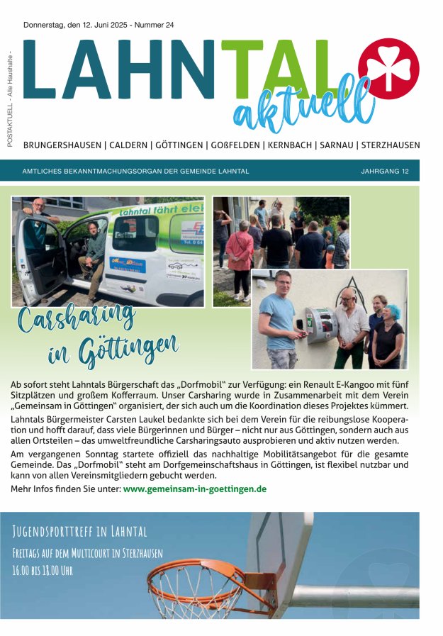 Amtliches Bekanntmachungsorgan der Gemeinde Lahntal Titelblatt 24/2025