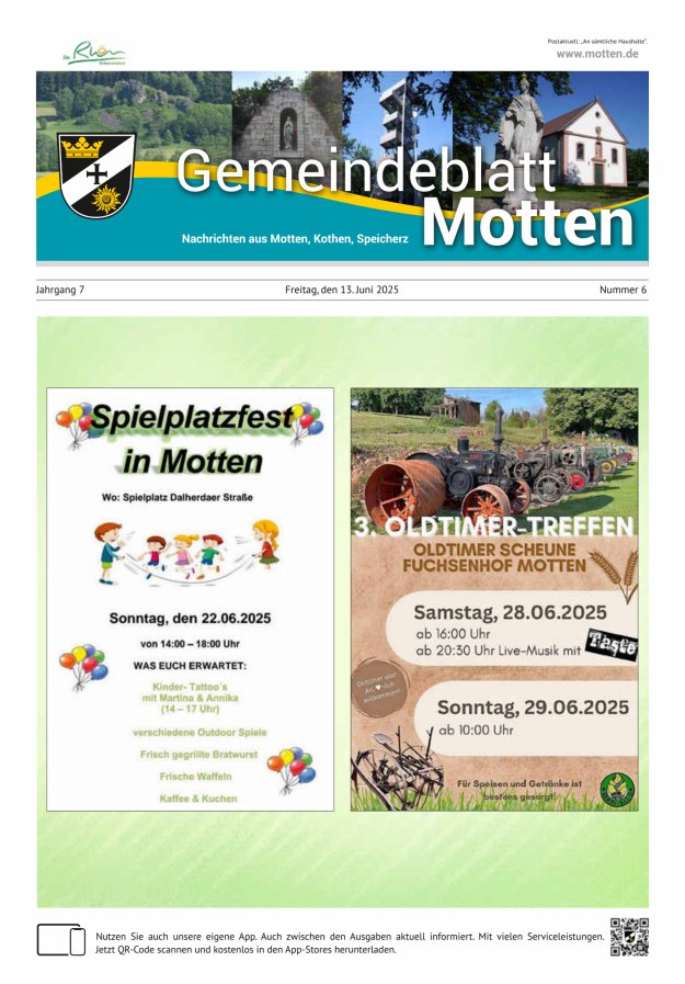 Gemeindeblatt Motten Nachrichten aus Motten Kothen Speicherz Titelblatt 06/2025