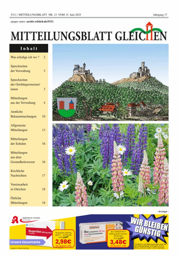 Mitteilungsblatt Gleichen Titelblatt 12/2025