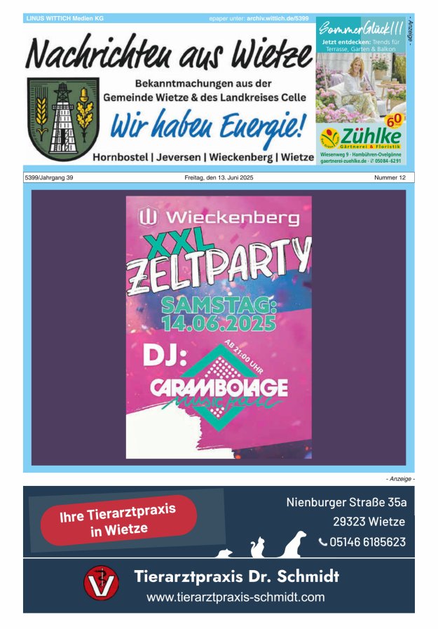 Nachrichten aus Wietze Titelblatt 12/2025