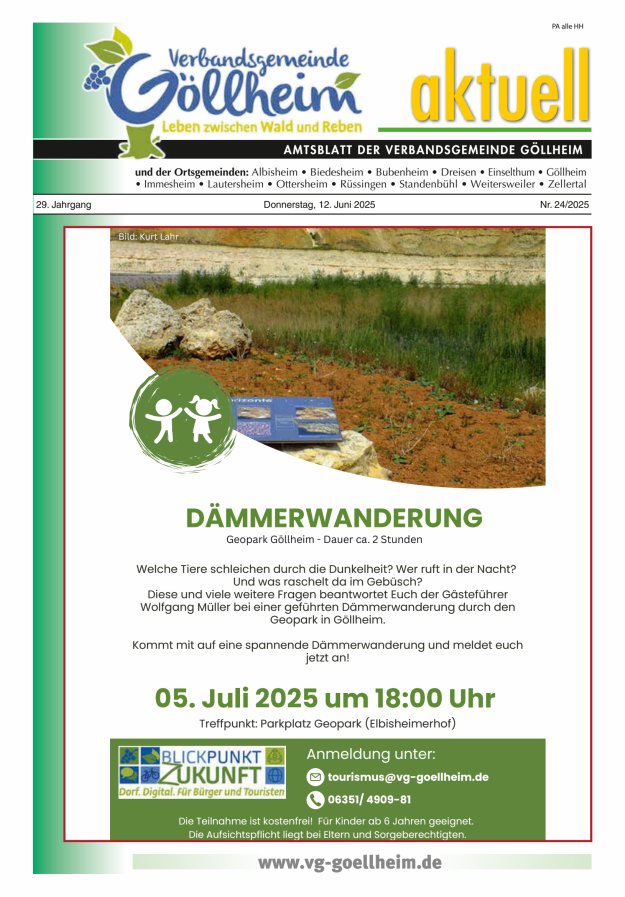 Verbandsgemeinde Göllheim aktuell Titelblatt 24/2025
