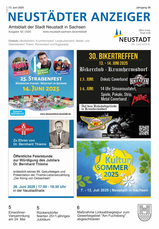 Neustädter Anzeiger - Amts- und Heimatblatt der Stadt Neustadt in Sachsen Titelblatt 12/2025