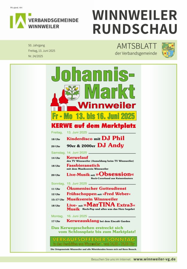 Winnweiler Rundschau Titelblatt 24/2025