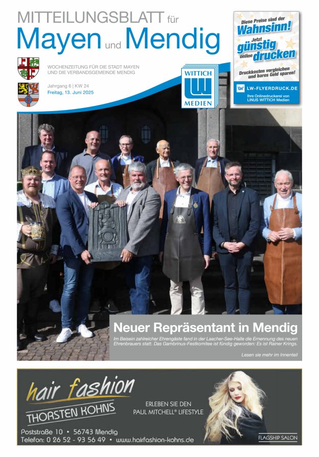 Mitteilungsblatt für Mayen und Mendig Titelblatt 24/2025