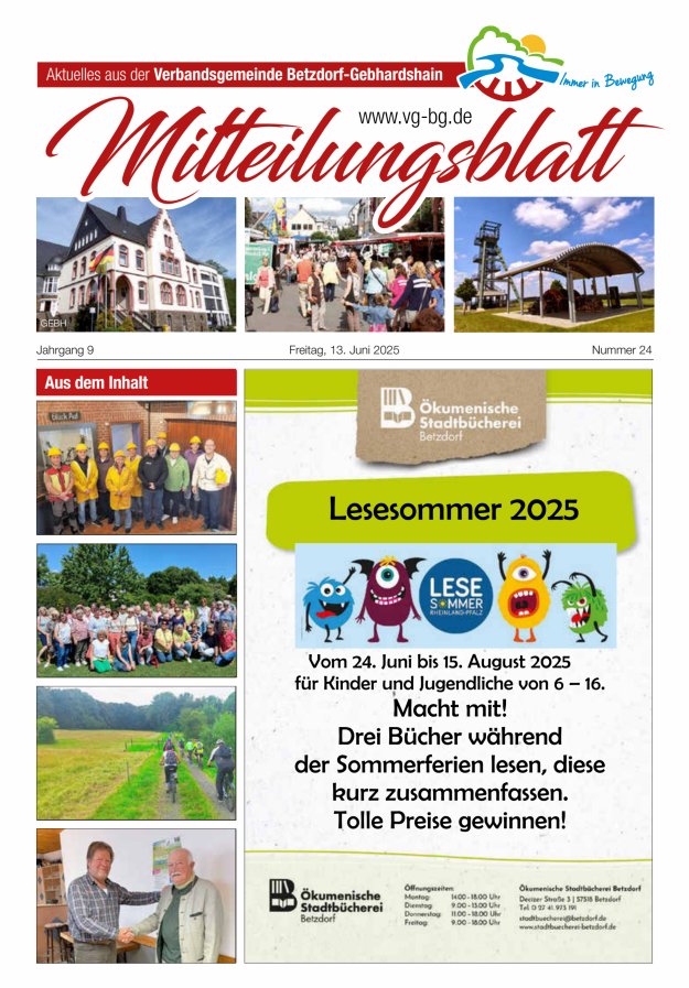 Aktuelles aus der VG Betzdorf-Gebhardshain Ausgabe Gebhardshain Titelblatt 24/2025