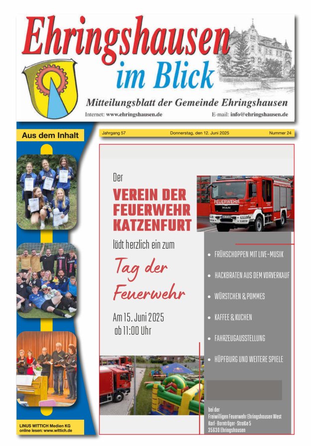 Mitteilungsblatt der Gemeinde Ehringshausen Titelblatt 24/2025