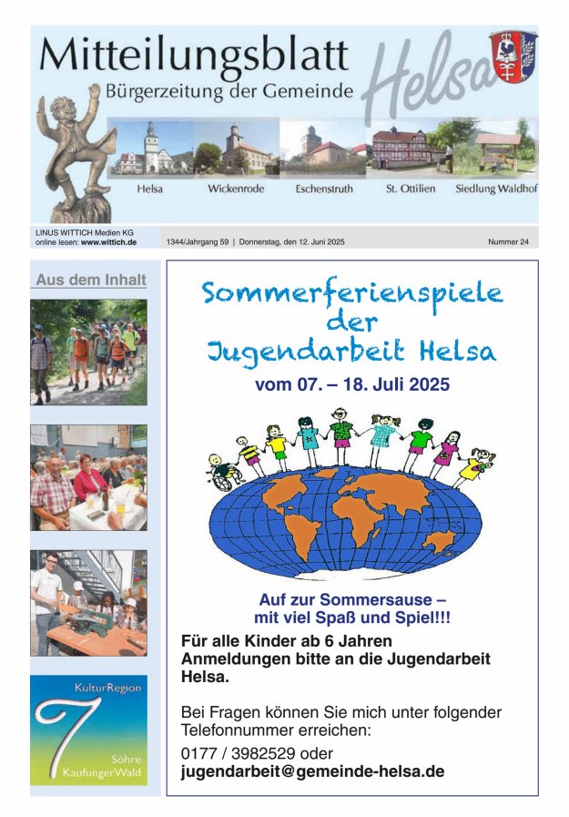 Mitteilungsblatt Helsa Titelblatt 24/2025
