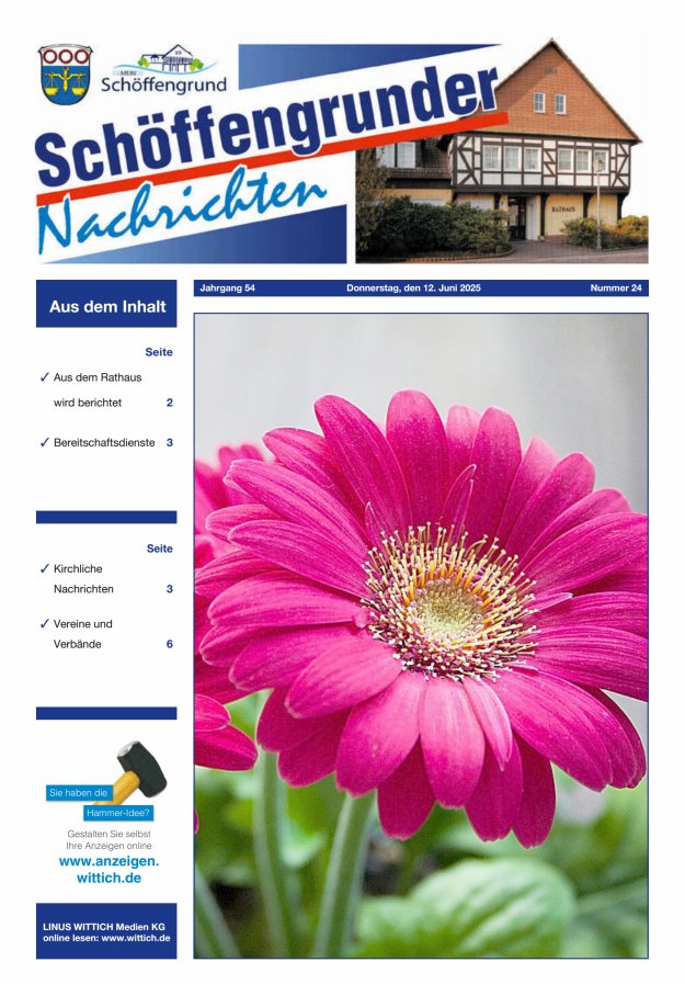 Schöffengrunder Nachrichten Titelblatt 24/2025