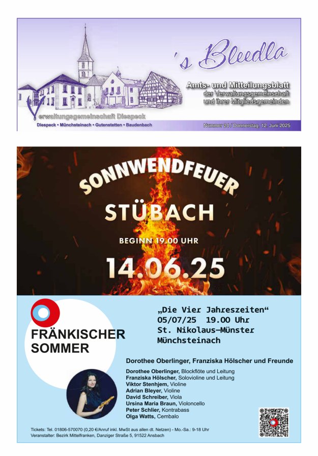 Amts- und Mitteilungsblatt VGem Diespeck Titelblatt 24/2025