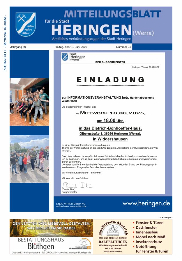 Mitteilungsblatt Heringen Titelblatt 24/2025