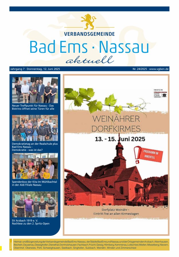 Bad Ems-Nassau aktuell Ausgabe Nassau Titelblatt 24/2025