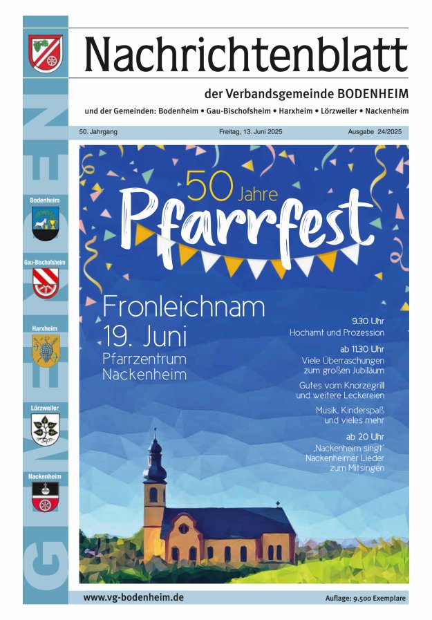 Nachrichtenblatt der VG Bodenheim              Titelblatt 24/2025