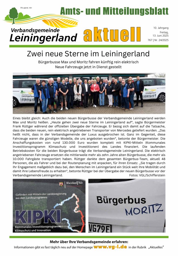 VG Leiningerland aktuell Titelblatt 24/2025