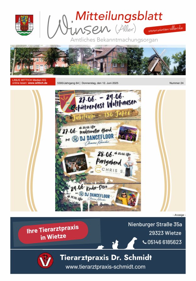 Mitteilungsblatt der Gemeinde Winsen Titelblatt 24/2025