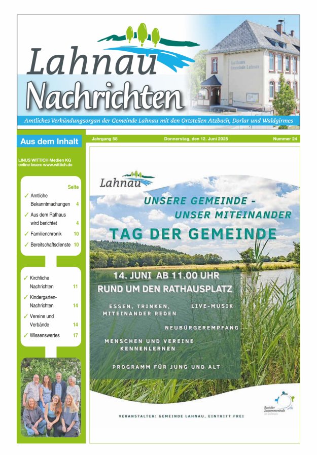 Lahnau Nachrichten Titelblatt 24/2025