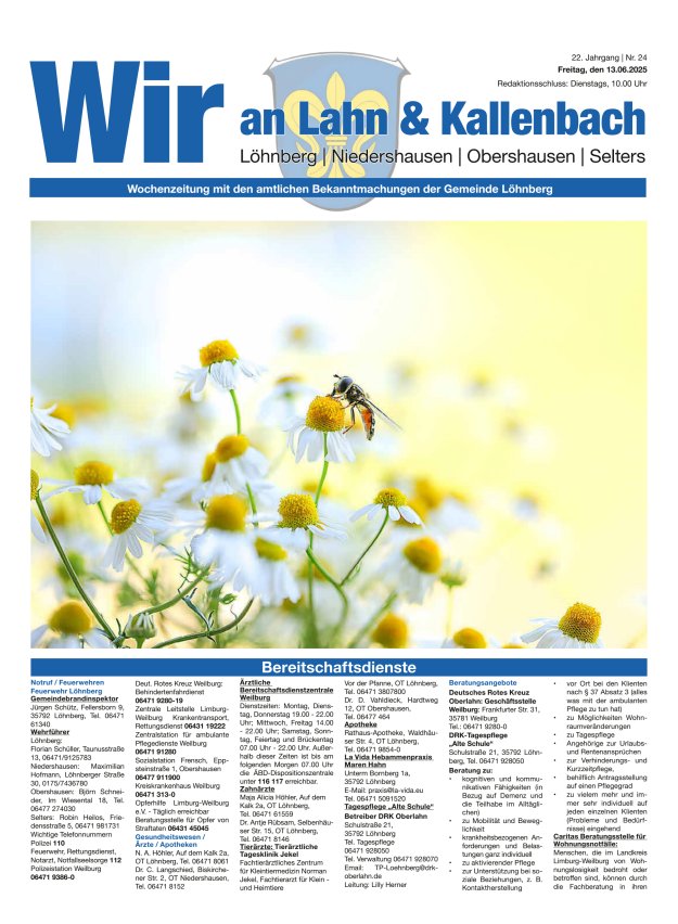 Amtliches Mitteilungsblatt der Gemeinde Löhnberg Titelblatt 24/2025