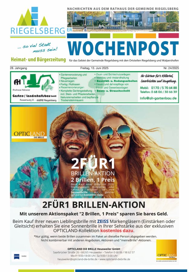 Riegelsberger Wochenpost Titelblatt 24/2025