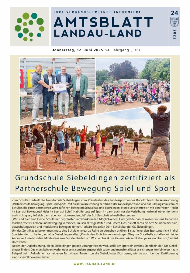 Amtsblatt VG Landau-Land Titelblatt 24/2025