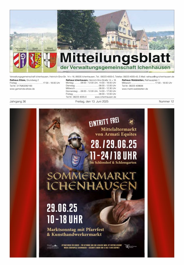 Mitteilungsblatt der Verwaltungsgemeinschaft Ichenhausen Titelblatt 12/2025