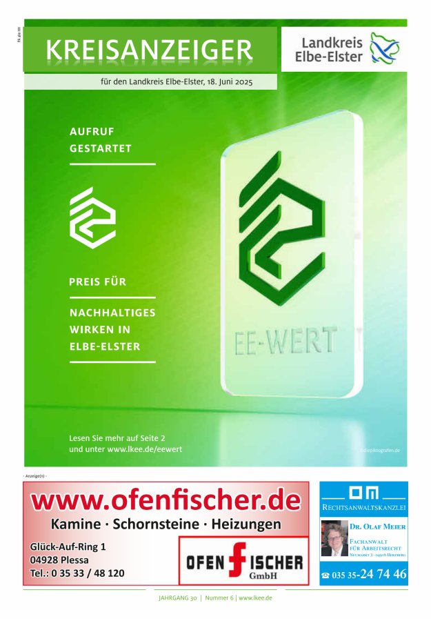 Kreisanzeiger für den Landkreis Elbe-Elster Titelblatt 06/2025