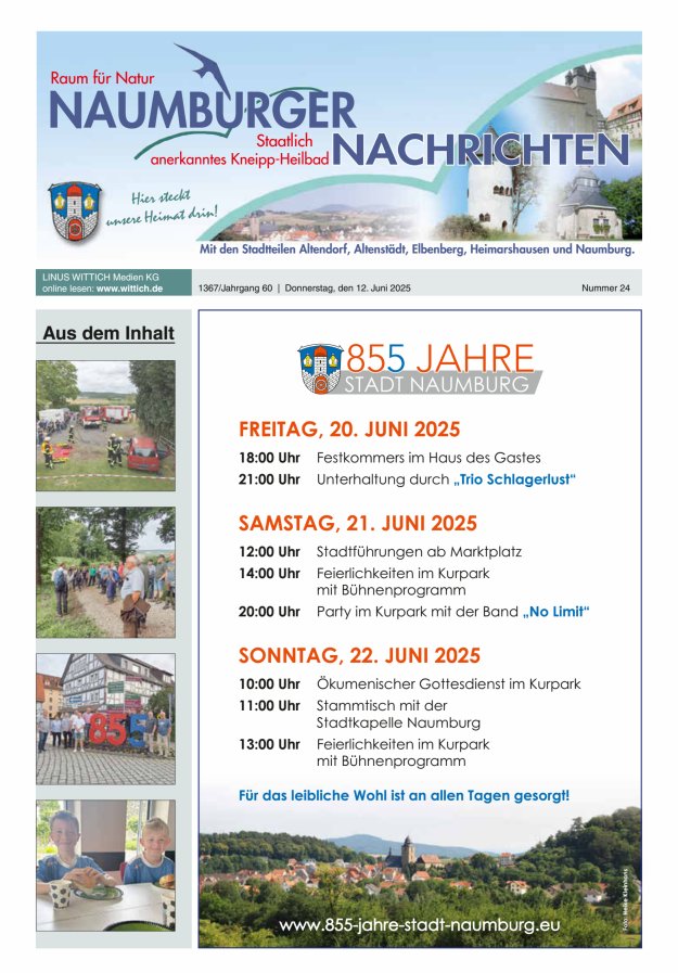 Naumburger Nachrichten Titelblatt 24/2025