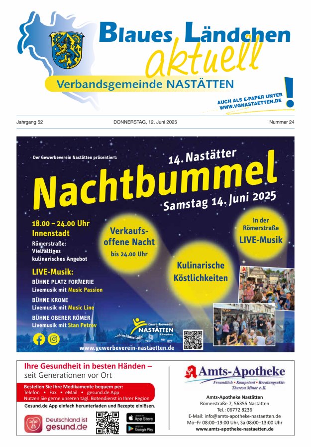 Blaues Ländchen aktuell - Heimat- u Bürgerzeitung VG Nastätten Titelblatt 24/2025
