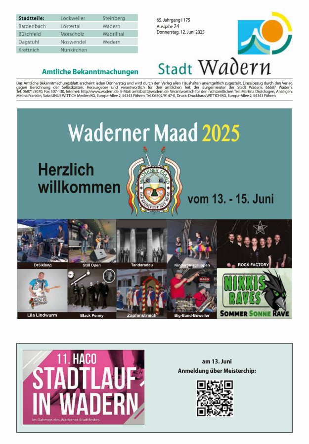 Stadt Wadern Titelblatt 24/2025
