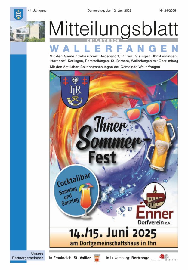 Mitteilungsblatt Gemeinde Wallerfangen Titelblatt 24/2025