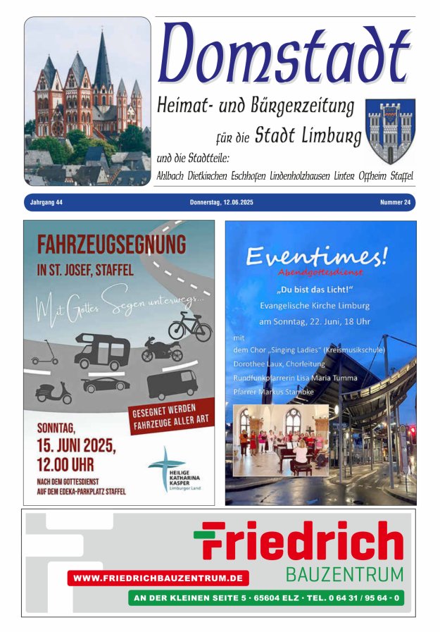 Domstadt - Heimat- und Bürgerzeitung für die Stadt Limburg Titelblatt 24/2025
