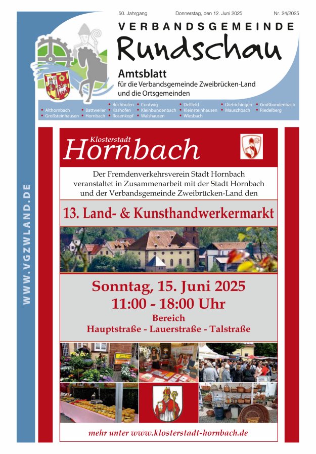 Verbandsgemeinde Rundschau Zweibrücken-Land Titelblatt 24/2025