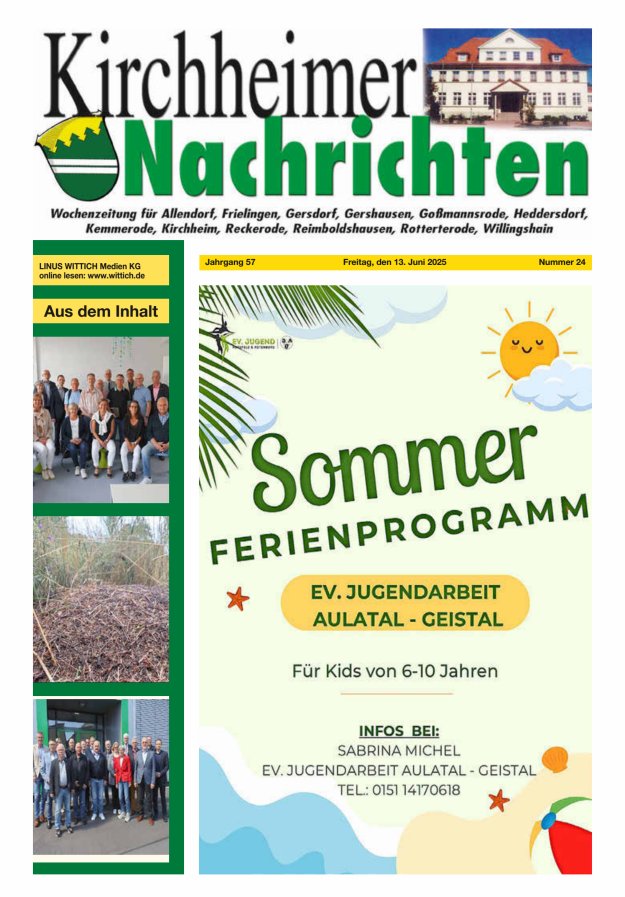 Kirchheimer Nachrichten Titelblatt 24/2025