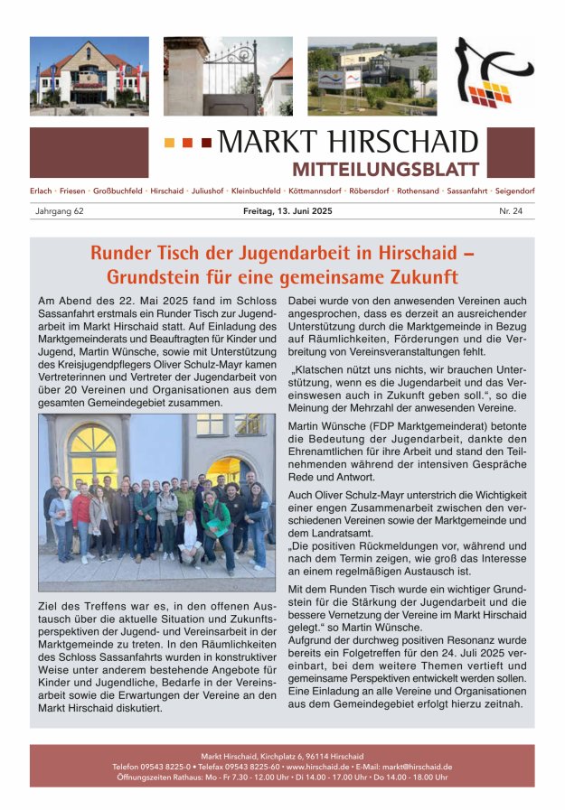 Mitteilungsblatt Markt Hirschaid Titelblatt 24/2025