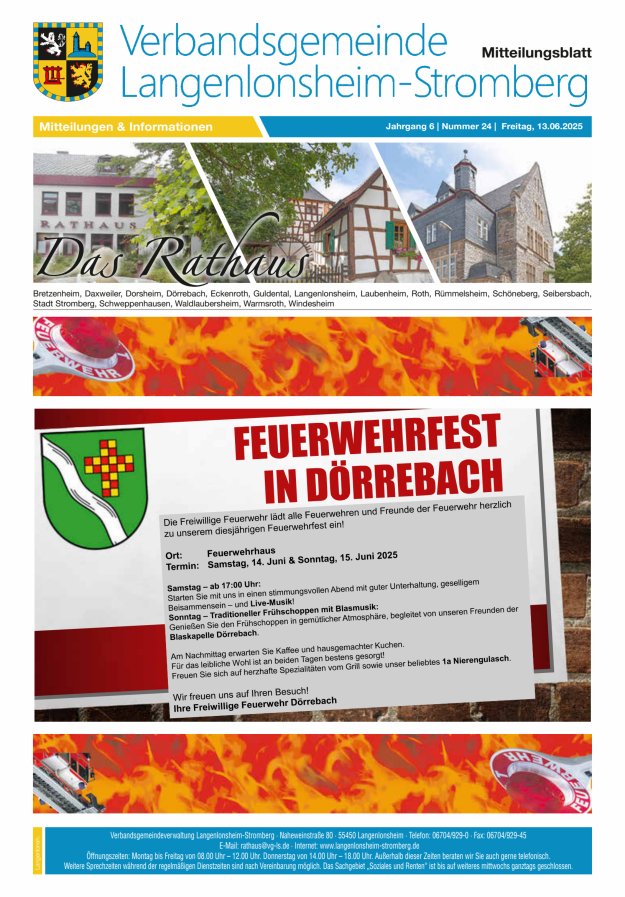 Das Rathaus - MTB d VG Langenlonsheim-Stromberg Titelblatt 24/2025