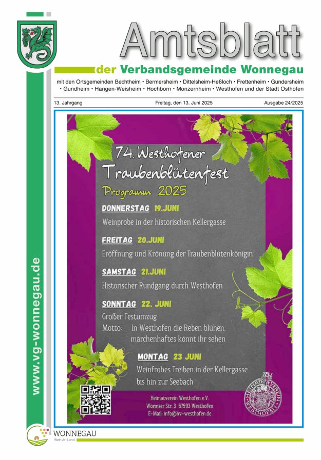 Amtsblatt VG Wonnegau Titelblatt 24/2025