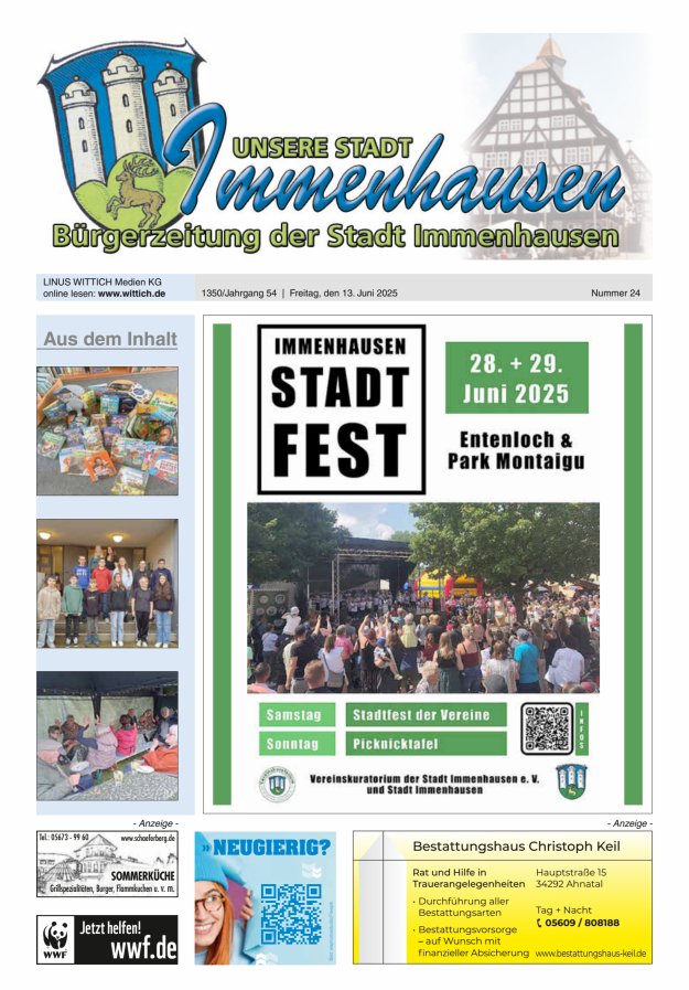 Unsere Stadt Immenhausen Titelblatt 24/2025