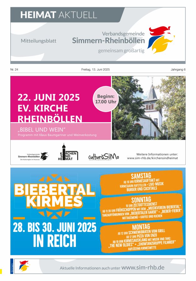 Heimat Aktuell - Mitteilungsbl der VG Simmern-Rheinböllen Ausg Simmern Titelblatt 24/2025