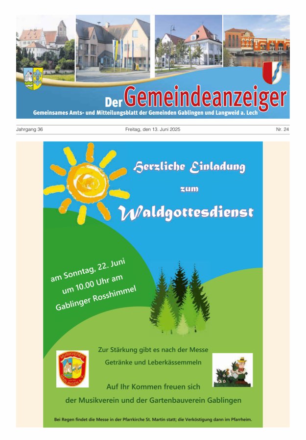 Der Gemeindeanzeiger - Gablingen Langweid Titelblatt 24/2025