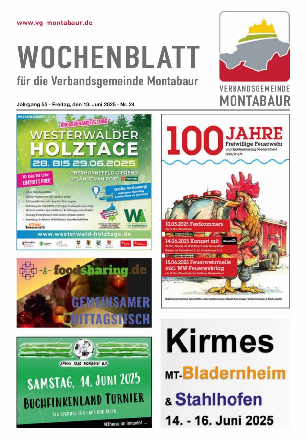 Wochenblatt der Verbandsgemeinde Montabaur Titelblatt 24/2025