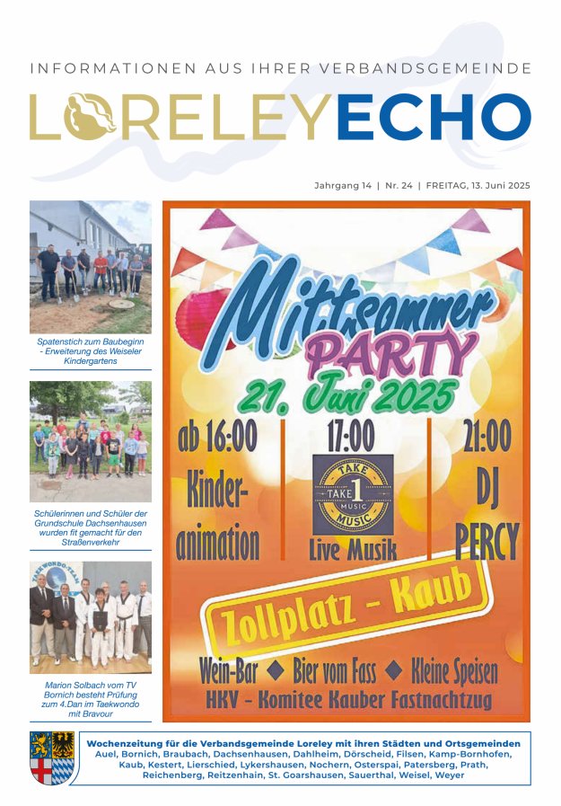 Loreley-Echo - Mitteilungsblatt der Verbandsgemeinde Loreley Titelblatt 24/2025