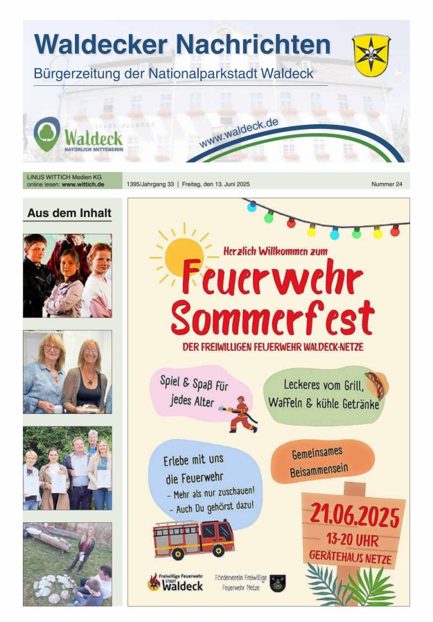 Waldecker Nachrichten Titelblatt 24/2025