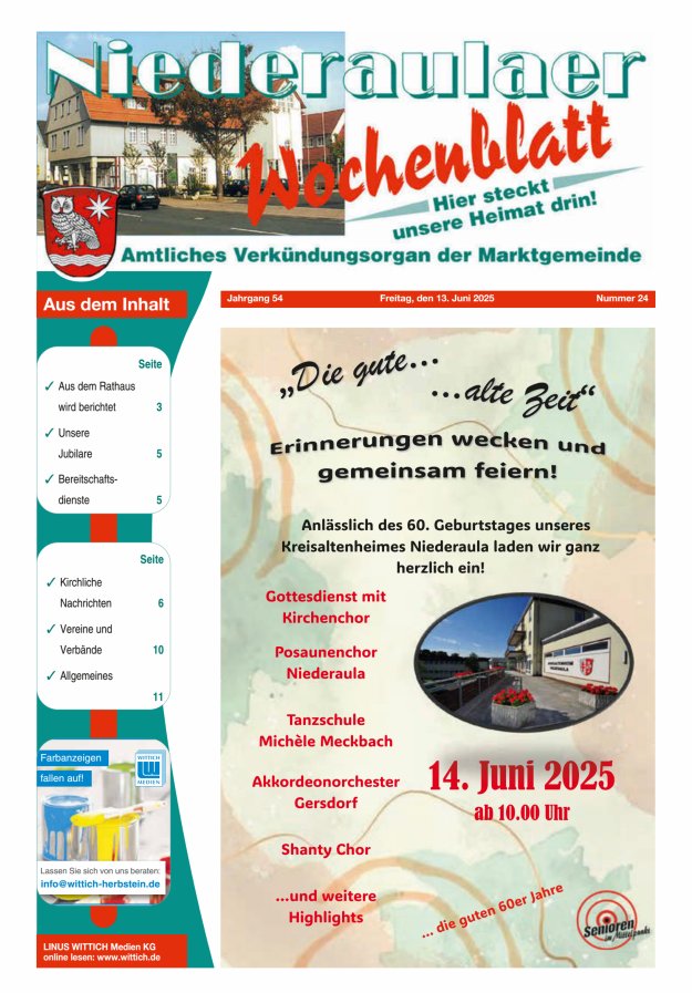 Niederaulaer Wochenblatt Titelblatt 24/2025