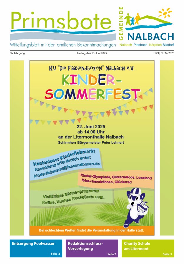 Primsbote Gemeinde Nalbach Titelblatt 24/2025