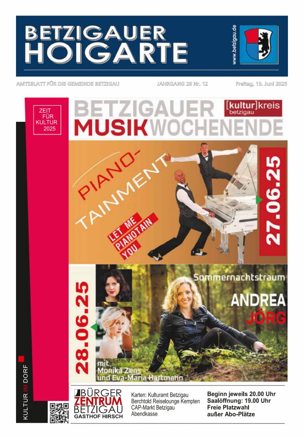Betzigauer Hoigarte Amtsblatt der Gemeinde Betzigau Titelblatt 12/2025