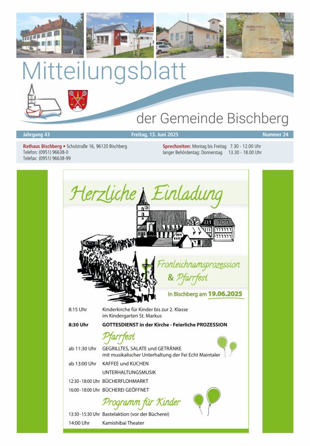 Mitteilungsblatt der Gemeinde Bischberg Titelblatt 24/2025