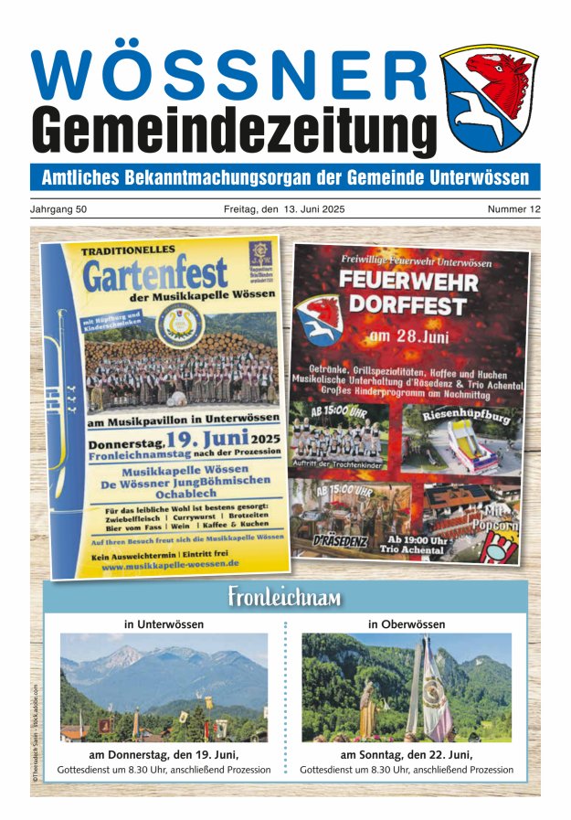 Wössner Gemeindezeitung Amtliches Bekanntmachungsorgan der Gemeinde Unterwössen Titelblatt 12/2025