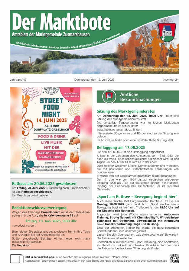 Zusmarshausen - Der Marktbote Titelblatt 24/2025