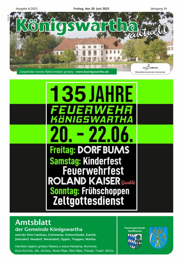 Königswartha aktuell - Amtsblatt der Gemeinde Königswartha Titelblatt 06/2025