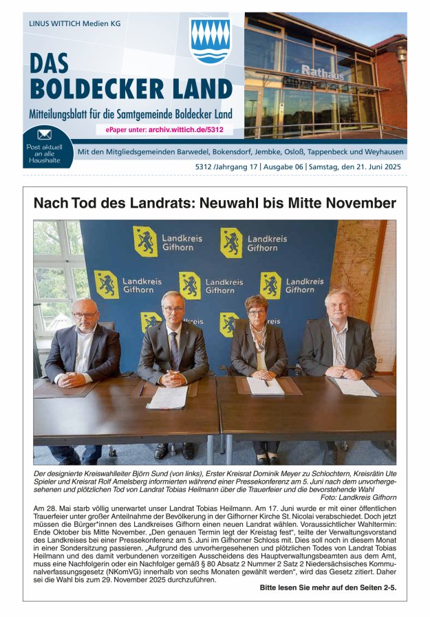 Samtgemeinde Boldecker Land Titelblatt 06/2025