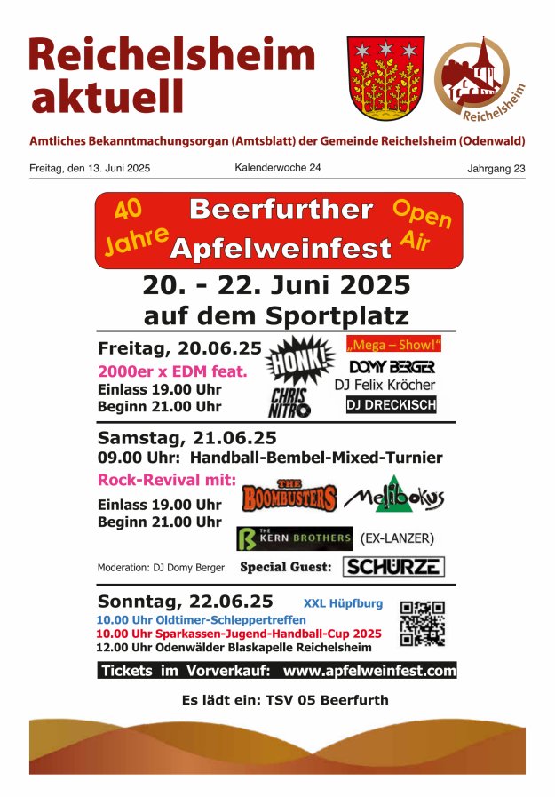Reichelsheim aktuell - Amtsblatt der Gemeinde Reichelsheim(Odenwald) Titelblatt 24/2025