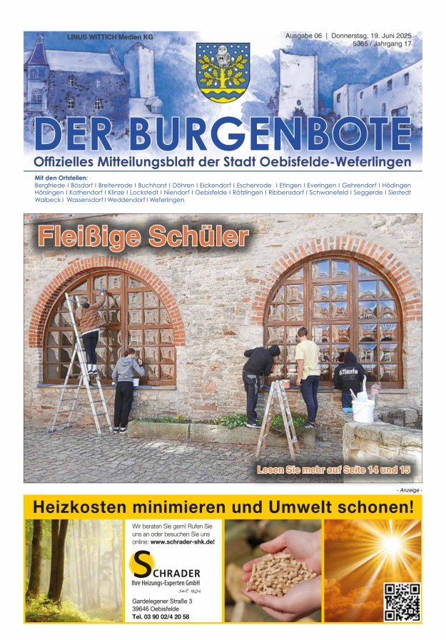 Mitteilungsblatt der Einheitsgemeinde Stadt Oebisfelde-Weferlingen Titelblatt 06/2025